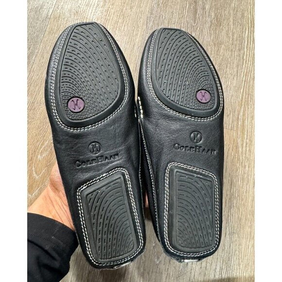 Cole Haan Sz 7 AA 7AA Black Tasseled Mules Slides Driving Loafer Flats Women - Picture 3 of 9